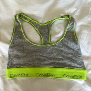 Women’s Calvin Klein grey and green racerback bra / bralette Size M
